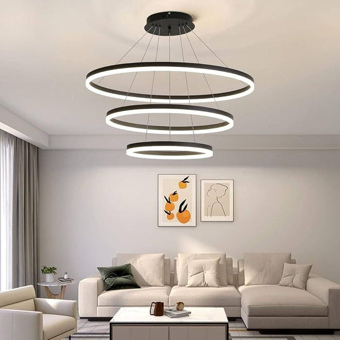 مصباح معلق حلقي أسود (3 حلقات)