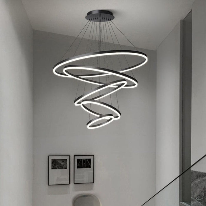 مصباح معلق حلقي أسود (5 حلقات)