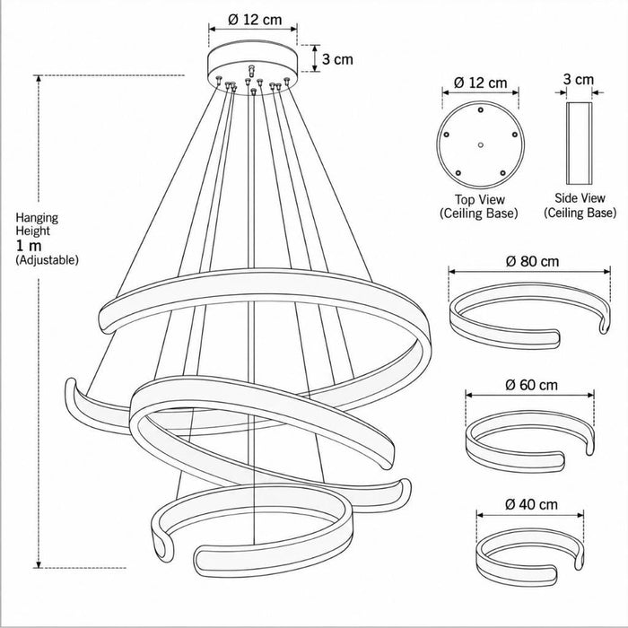 Orbit White Ring LED Chandelier