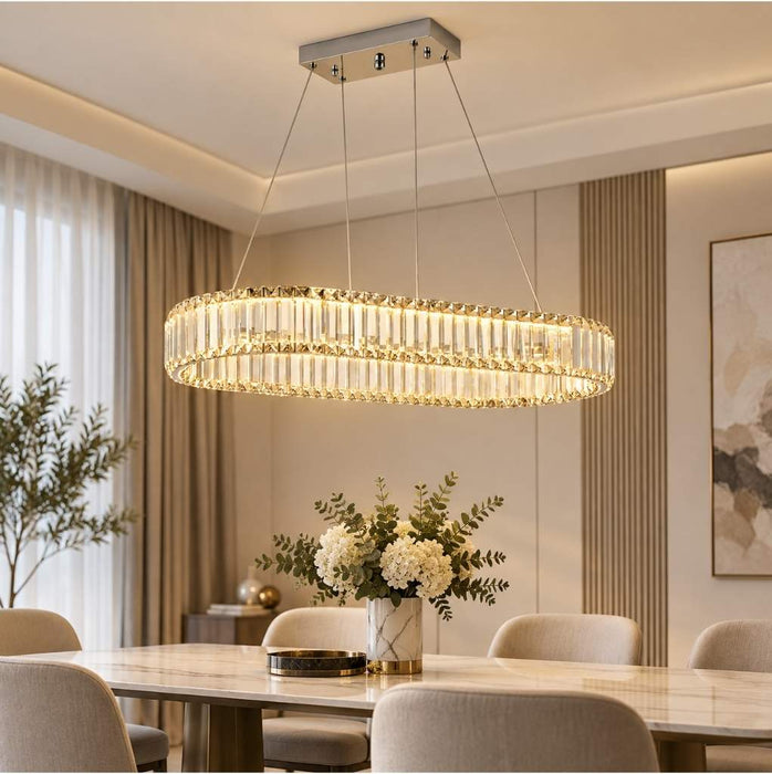 Oval Chrome Crystal Chandelier