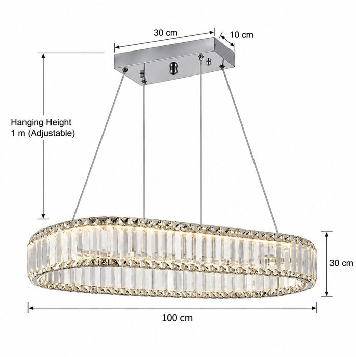 Oval Chrome Crystal Chandelier