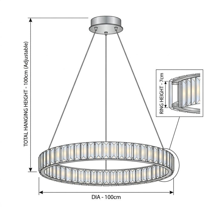 Ring Chrome Crystal Chandelier