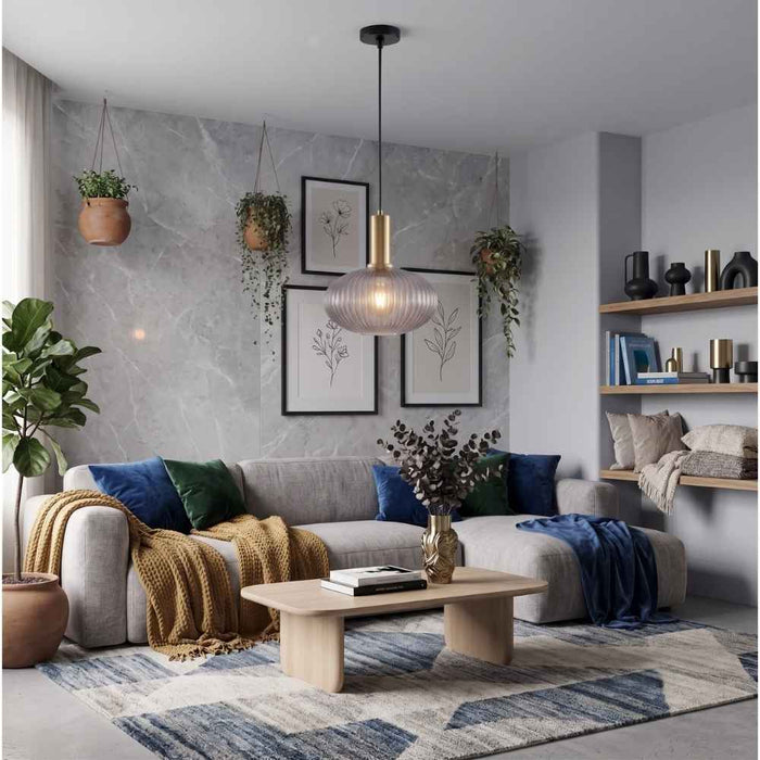 Smoky Retro Glass Pendant Light