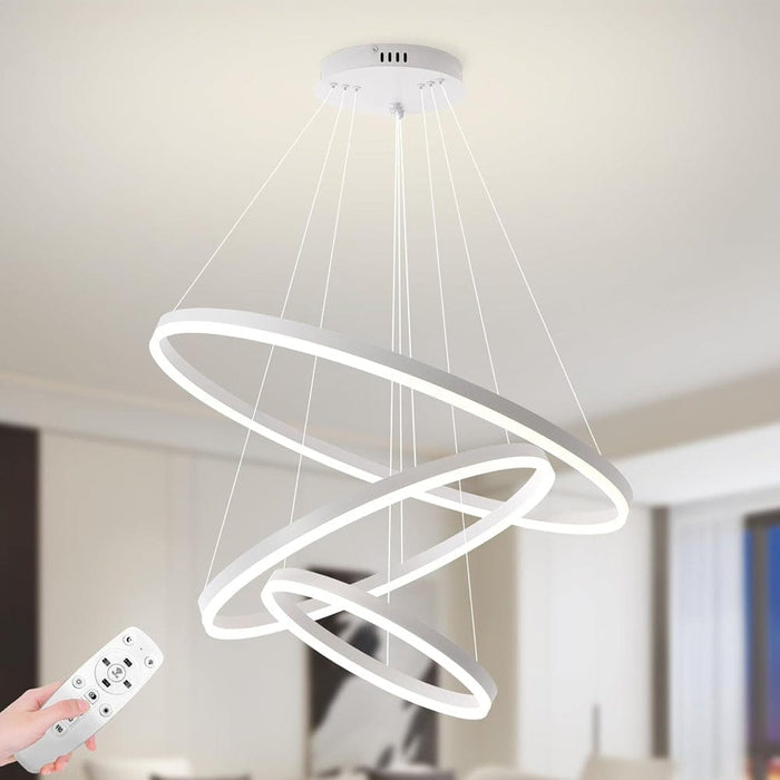 مصباح معلق حلقي أبيض (3 حلقات)