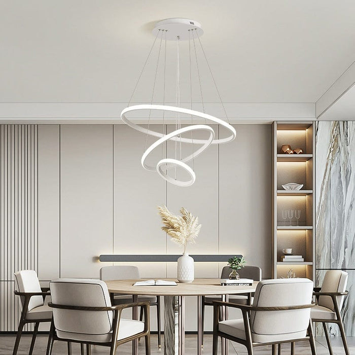 مصباح معلق حلقي أبيض (3 حلقات)