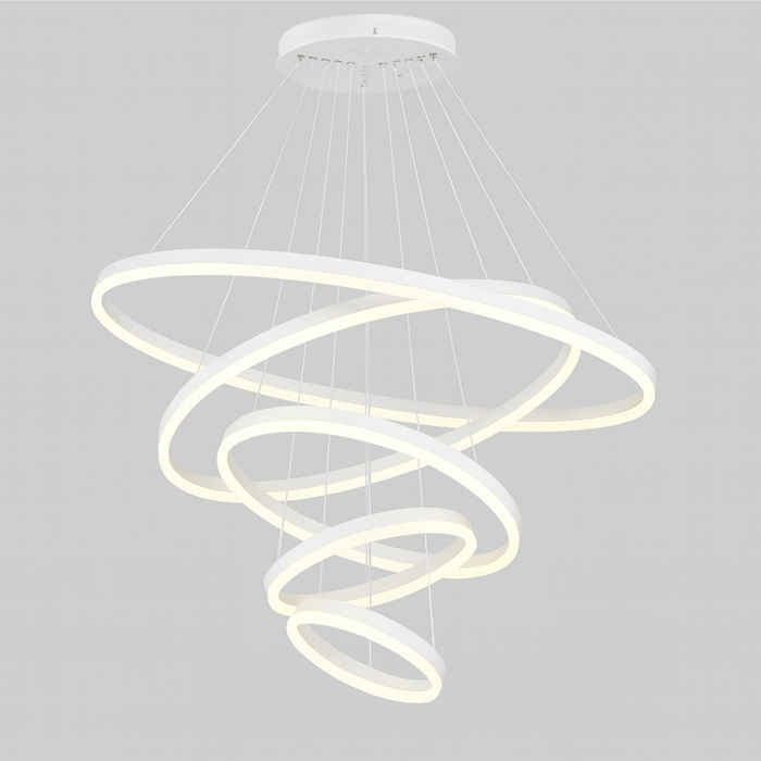 مصباح معلق حلقي أبيض (5 حلقات)