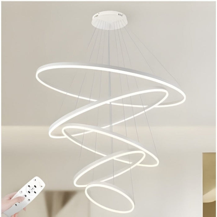 مصباح معلق حلقي أبيض (5 حلقات)