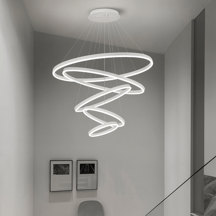 مصباح معلق حلقي أبيض (5 حلقات)