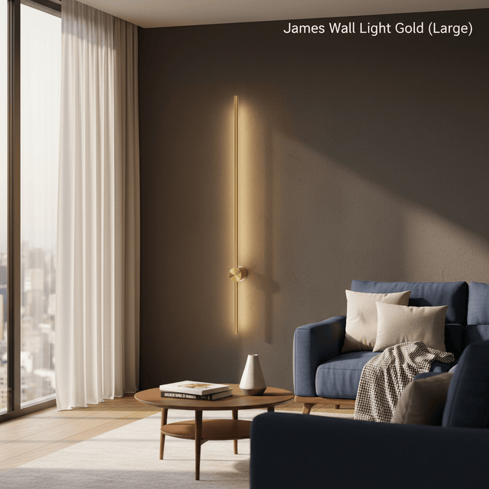 You will be generating high-quality product photos for an online stores product page. The product images should closely match the original products.
      Here is the prompt (IMPORTANT!): """A lifestyle scene featuring the James Wall Light Gold (Large) in 