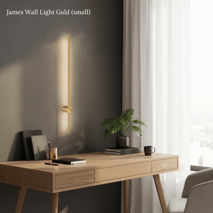You will be generating high-quality product photos for an online stores product page. The product images should closely match the original products.
      Here is the prompt (IMPORTANT!): """An artistic lifestyle scene featuring the James Wall Light Gold (
