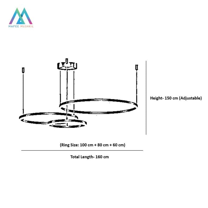 ثريا ذهبية بثلاث حلقات (كبيرة)