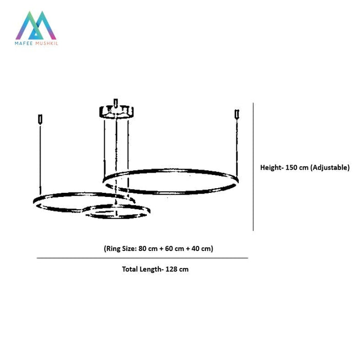 ثريا سوداء بثلاث حلقات (متوسطة)